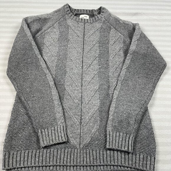 Frank + Oak Sweater Mens Medium Gray Wool Blend Cable Knit Crewneck Pullover - Picture 1 of 8